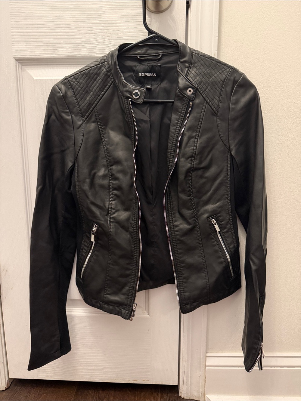 Express Black Faux Leather Moto-Style Jacket